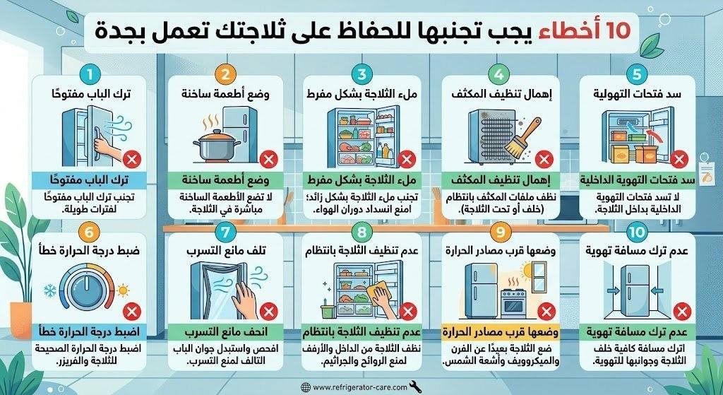 10 أخطاء يجب تجنبها للحفاظ على ثلاجتك تعمل بجدة